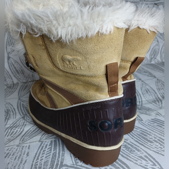 Sorel Tivoli Women's Tan and Brown Winter Boots Suede Weatherproof - Picture 4 of 7